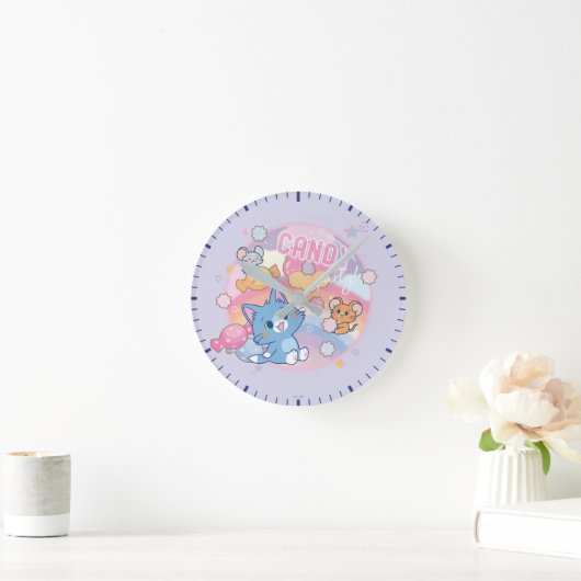 Anime Tom und Jerry Candy Party Runde Wanduhr (Zuhause)
