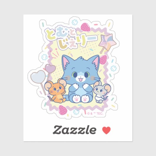 Anime Tom und Jerry Strawberry Fun Aufkleber (Blatt)