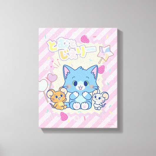 Anime Tom und Jerry Strawberry Fun Leinwanddruck (Vorderseite)