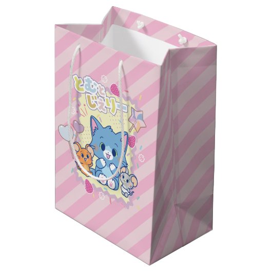 Anime Tom und Jerry Strawberry Fun Mittlere Geschenktüte (Rückseite Schrägansicht)