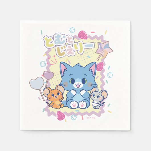 Anime Tom und Jerry Strawberry Fun Serviette (Vorderseite)