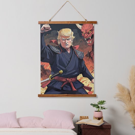 Anime Trump - Fist erhoben Wandteppich Mit Holzrahmen (Schlafzimmer)