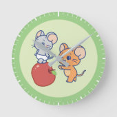 Anime Tuffy und Jerry Apple Rolling Runde Wanduhr (Vorderseite)