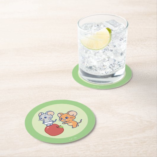 Anime Tuffy und Jerry Apple Rolling Runder Pappuntersetzer (Vor Ort)
