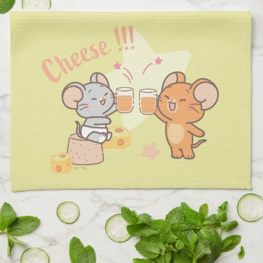 Anime Tuffy und Jerry Cheers zu Käse Geschirrtuch (Gefaltet)
