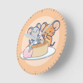 Anime Tuffy und Jerry Cheesecake Runde Wanduhr (Winkel)