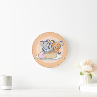 Anime Tuffy und Jerry Cheesecake Runde Wanduhr
