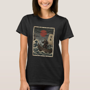 Anime Ukiyo-e japanischer Vintage-Krieger Samurai- T-Shirt
