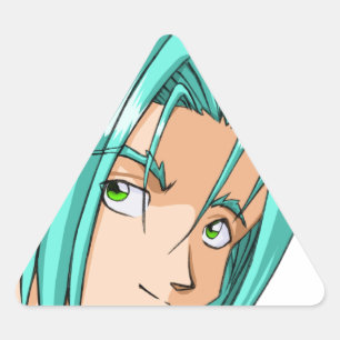 Anime und Manga Faces Dreieckiger Aufkleber