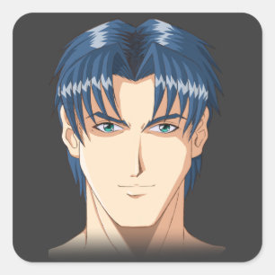 Anime und Manga Faces Quadratischer Aufkleber
