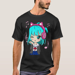 Anime- und Musik-Mädchen foreen Chibi Anime-Mädche T-Shirt