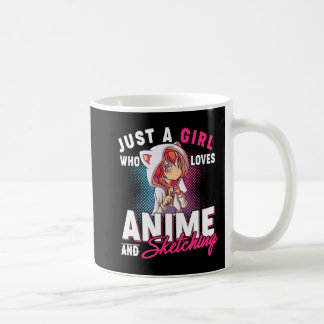Anime und Sketching nur ein Mädchen, das mich von  Kaffeetasse