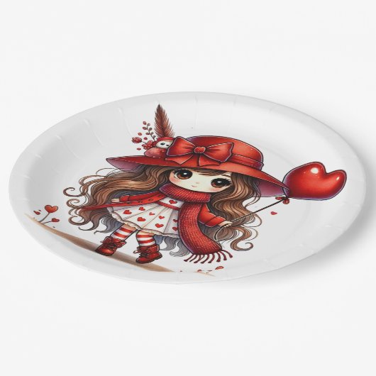 Anime Valentine Pappteller (Schrägansicht)