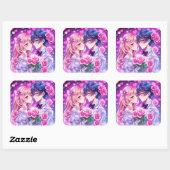 Anime Valentine's Day Boy und Girl Romantic Large Quadratischer Aufkleber (Blatt)