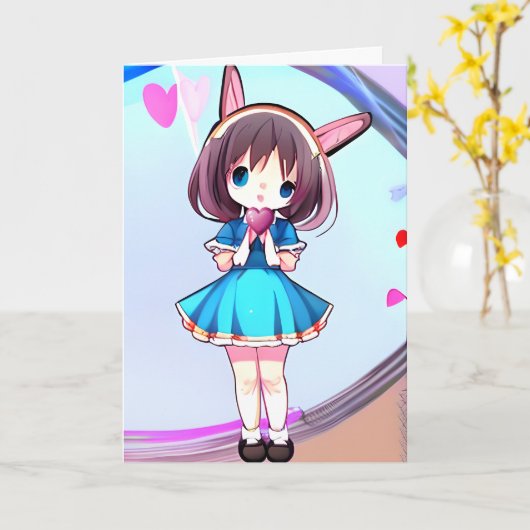 Anime Valentinstag Karte (Gelbe Blume)