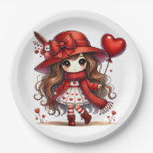 Anime Valentinstag Pappteller (Vorderseite)