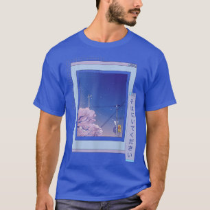 Anime Vaporwave Japanisch Night City Cherry Blosso T-Shirt