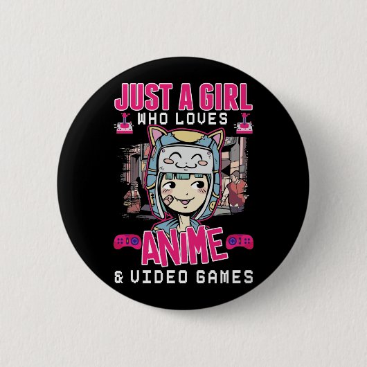 Anime Video Games Girl Otaku Teen Japanischen Gami Button (Vorderseite)