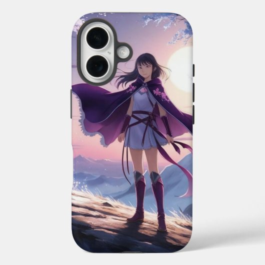 Anime Warrior Girl | Fantasy Spirit Fox Phone Case (Rückseite)