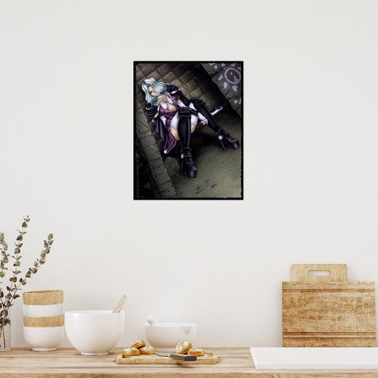 Anime Warrior Girl Poster (Küche)