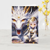 Anime Warrior und Dragon Girl's Birthday Karte (Gelbe Blume)