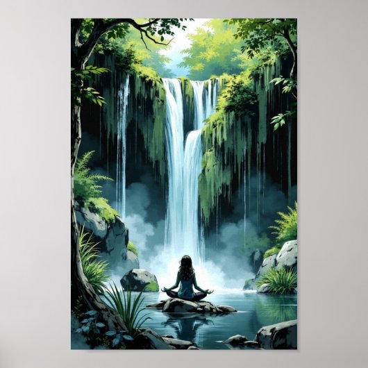 Anime-Wasserfall-Serenitäts-Wandkunst Poster (Vorne)