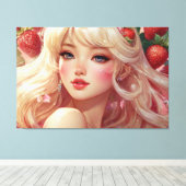 Anime Watercolor Stretched Canvas Print Leinwanddruck (Insitu (Holzboden))