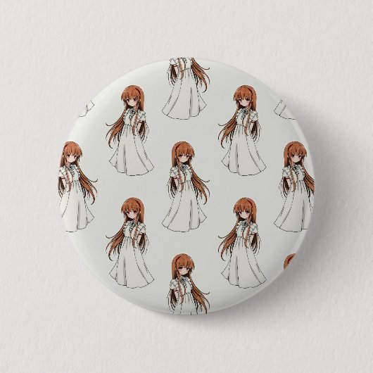 Anime Weeb Girl Manga-Muster Button (Vorderseite)