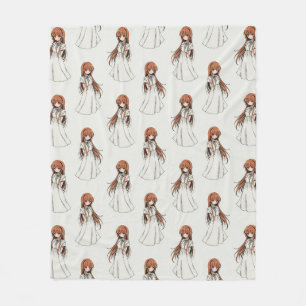 Anime Weeb Girl Manga-Muster Fleecedecke