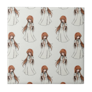 Anime Weeb Girl Manga-Muster Fliese
