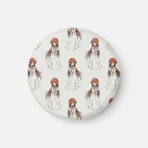 Anime Weeb Girl Manga-Muster Magnet