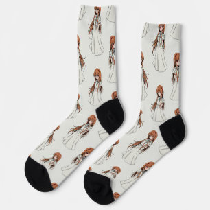 Anime Weeb Girl Manga-Muster Socken