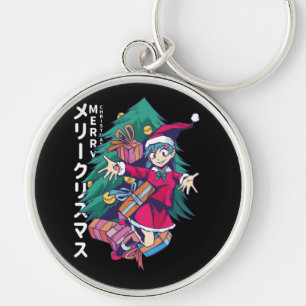 Anime-Weihnachtspullover - Glückliches Mädchen mit Schlüsselanhänger