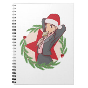 Anime-Weihnachtspullover - Süßes Mädchen-Santa-Hut Notizblock