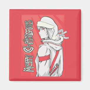 Anime-Weihnachtspullover, Xmas süßes Mädchen Magnet