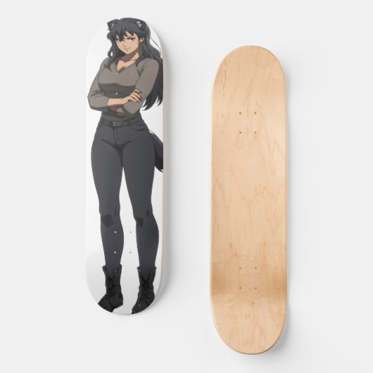 Anime Werewolf Woman Skateboard (Vorderseite)