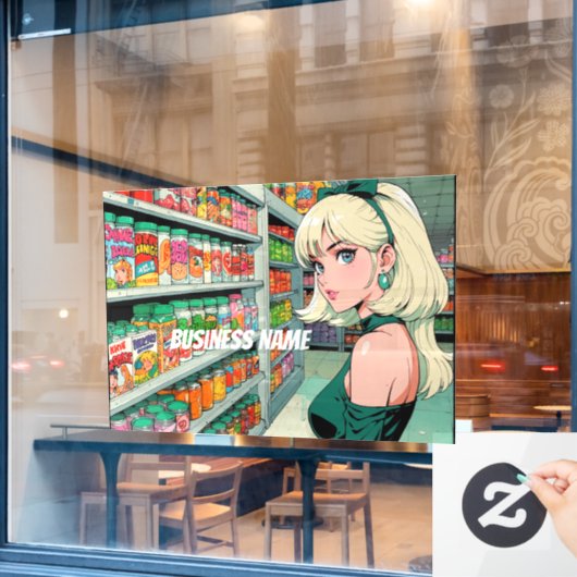 Anime Window Clying Fensteraufkleber (Café-Fenster)