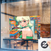 Anime Window Clying Fensteraufkleber (Café-Fenster)