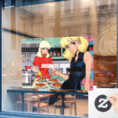 Anime Window Clying Fensteraufkleber (Café-Fenster)