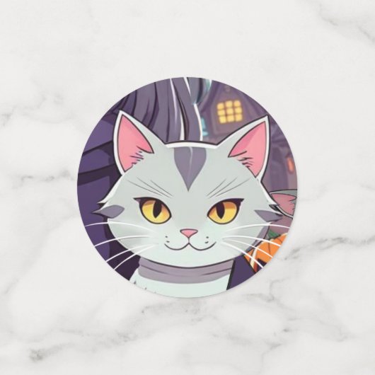 Anime Witch & Cat Konfetti (Klein Vorderseite)