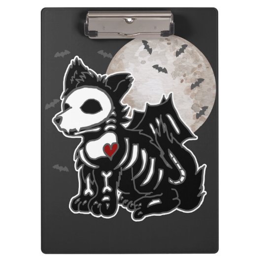 Anime Wolf Emo Goth Edgy Skeleton Halloween Dog No Klemmbrett (Vorderseite)