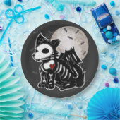 Anime Wolf Emo Goth Edgy Skeleton Halloween Dog Sq Pappteller (Party)