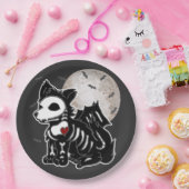 Anime Wolf Emo Goth Edgy Skeleton Halloween Dog Sq Pappteller (Party)
