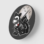Anime Wolf Emo Goth Edgy Skeleton Halloween Dog Wa Runde Wanduhr (Winkel)
