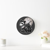 Anime Wolf Emo Goth Edgy Skeleton Halloween Dog Wa Runde Wanduhr (Zuhause)