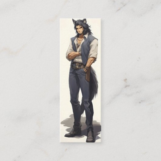 Anime Wolf Zaddy Mini Visitenkarte (Vorderseite)