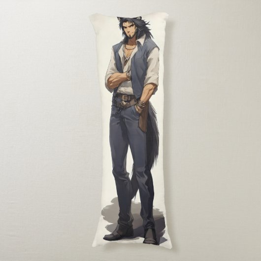 Anime Wolf Zaddy Seitenschläferkissen (Vorderseite Vertikal)