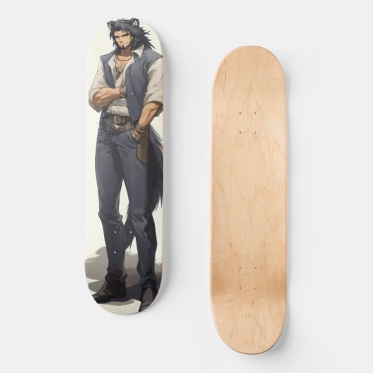 Anime Wolf Zaddy Skateboard (Vorderseite)