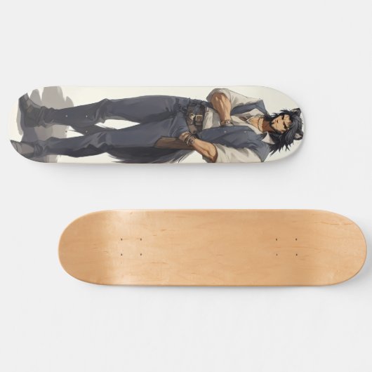 Anime Wolf Zaddy Skateboard (Horizontal)
