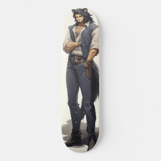 Anime Wolf Zaddy Skateboard (Vorderseite)